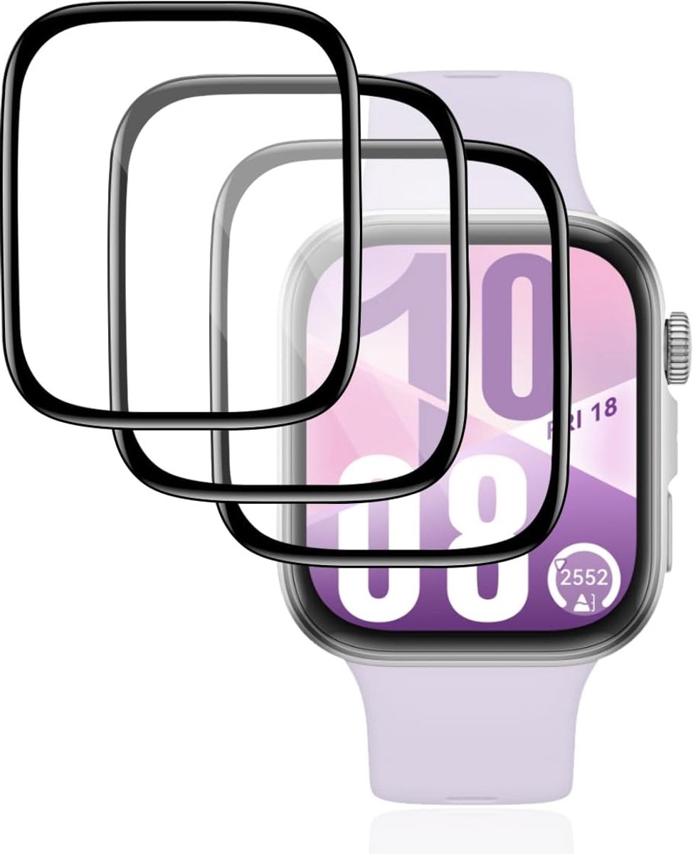 Displaybeschermfolie voor Huawei Watch Fit 4 (geen gehard glas), 3 stuks, flexibele TPU-beschermfolie, luchtbelvrij, HD-displaybeschermfolie, volledige afdekking, transparant