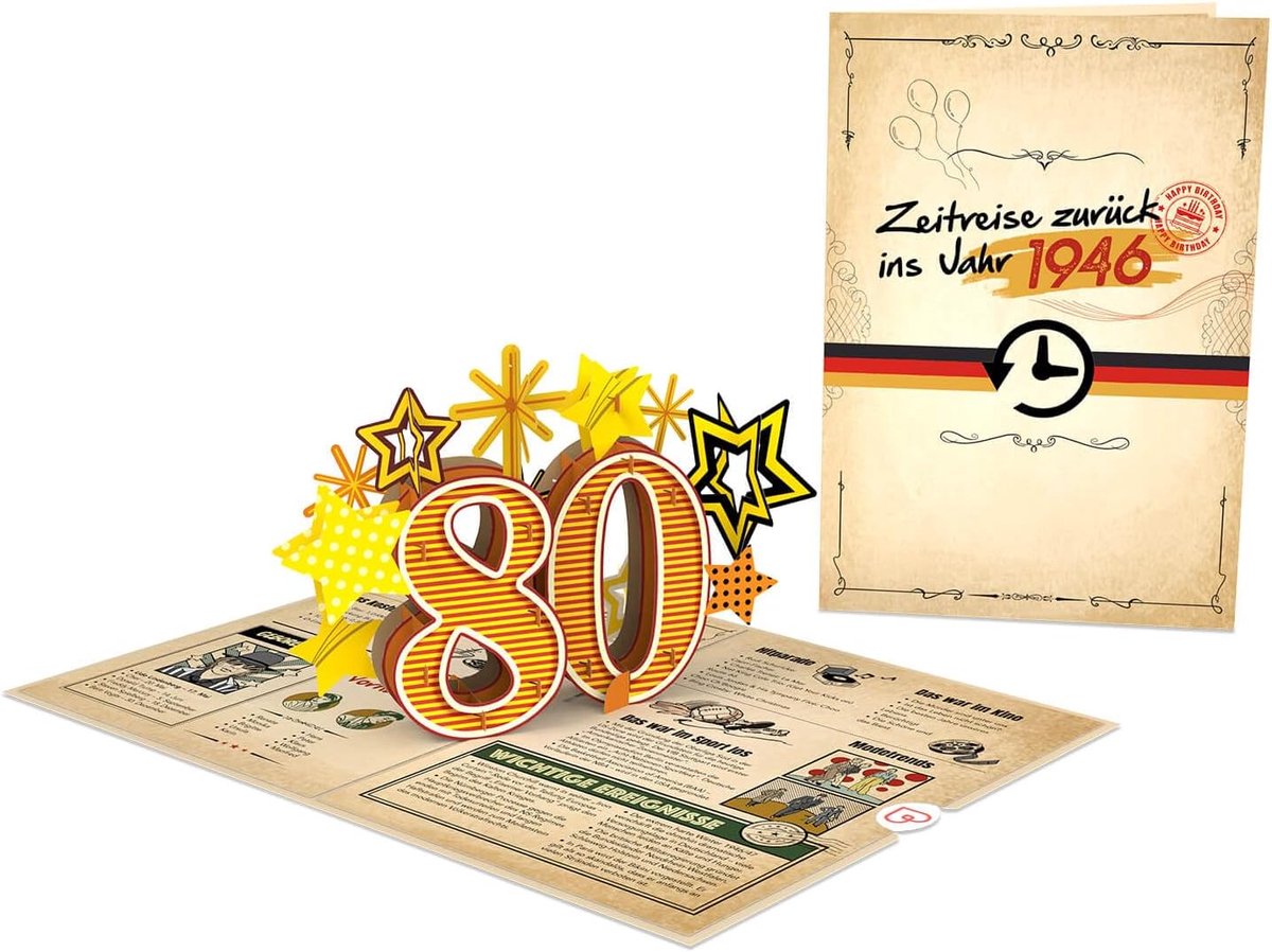 Papercrush Pop-upkaart "Terug in het jaar 1946", 3D-verjaardagskaart voor