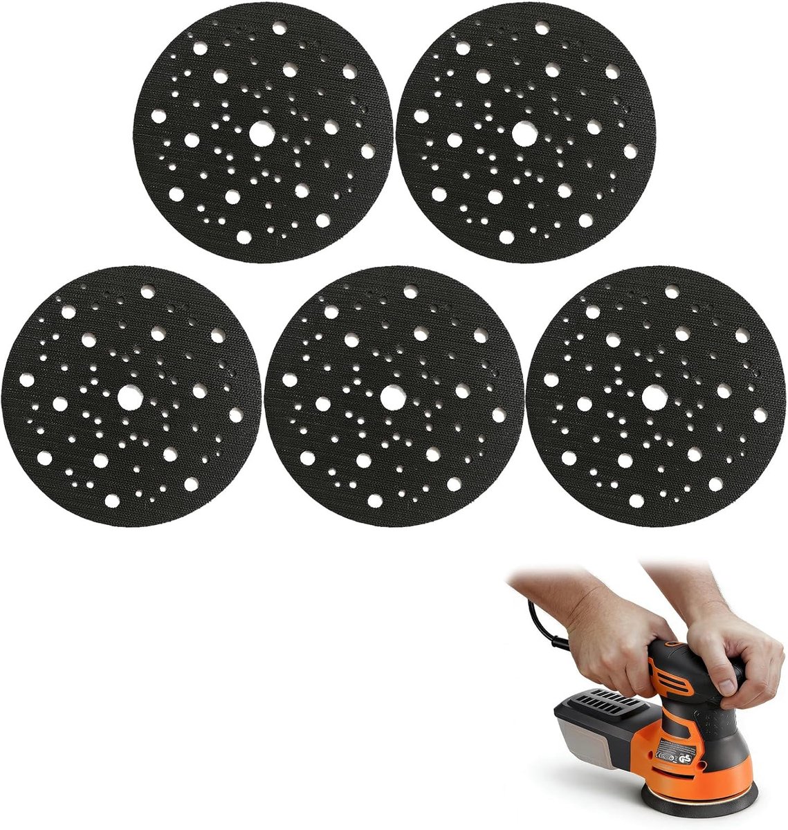 diameter 150 mm, 70 gaten, 5 stuks, beschermt tegen beschadigingen, geschikt voor verschillende gatsystemen, praktisch accessoire voor slijpmachines