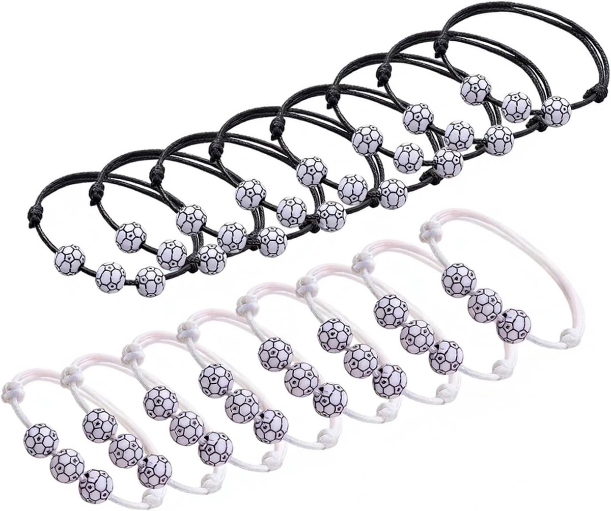 Voetbal polsbandje set 16 stuks zwart wit verstelbaar voetbal armbandje jongens meisjes team accessoire cadeau sport evenement