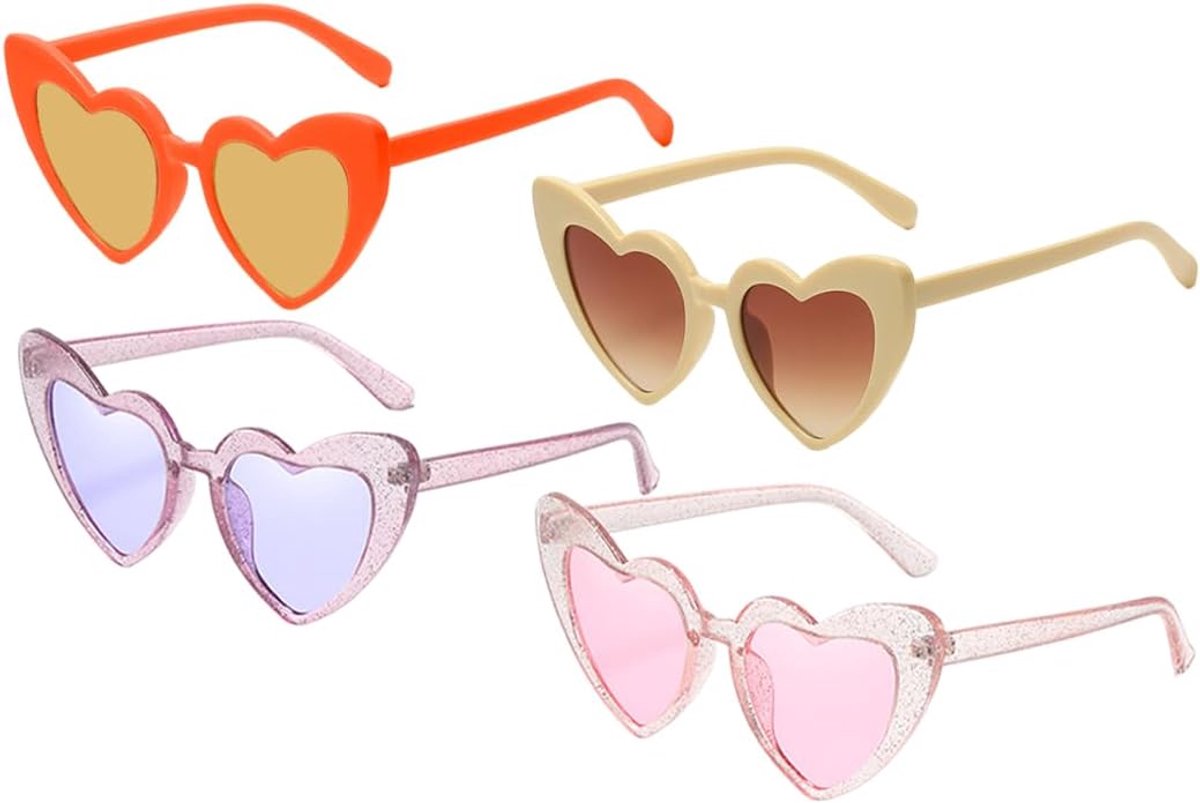 bril in hartvorm, partyset met 4 stuks, accessoires voor bruiloft, carnaval, verjaardag, reizen, cadeau-ideeën voor speciale gebeurtenissen en avonden met vrienden