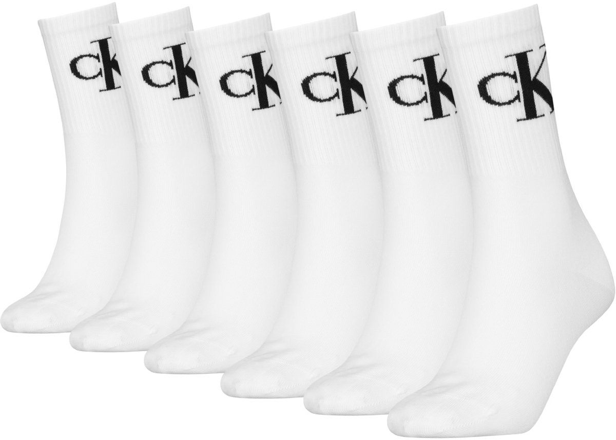 Calvin Klein dames 6P sokken monogram logo wit