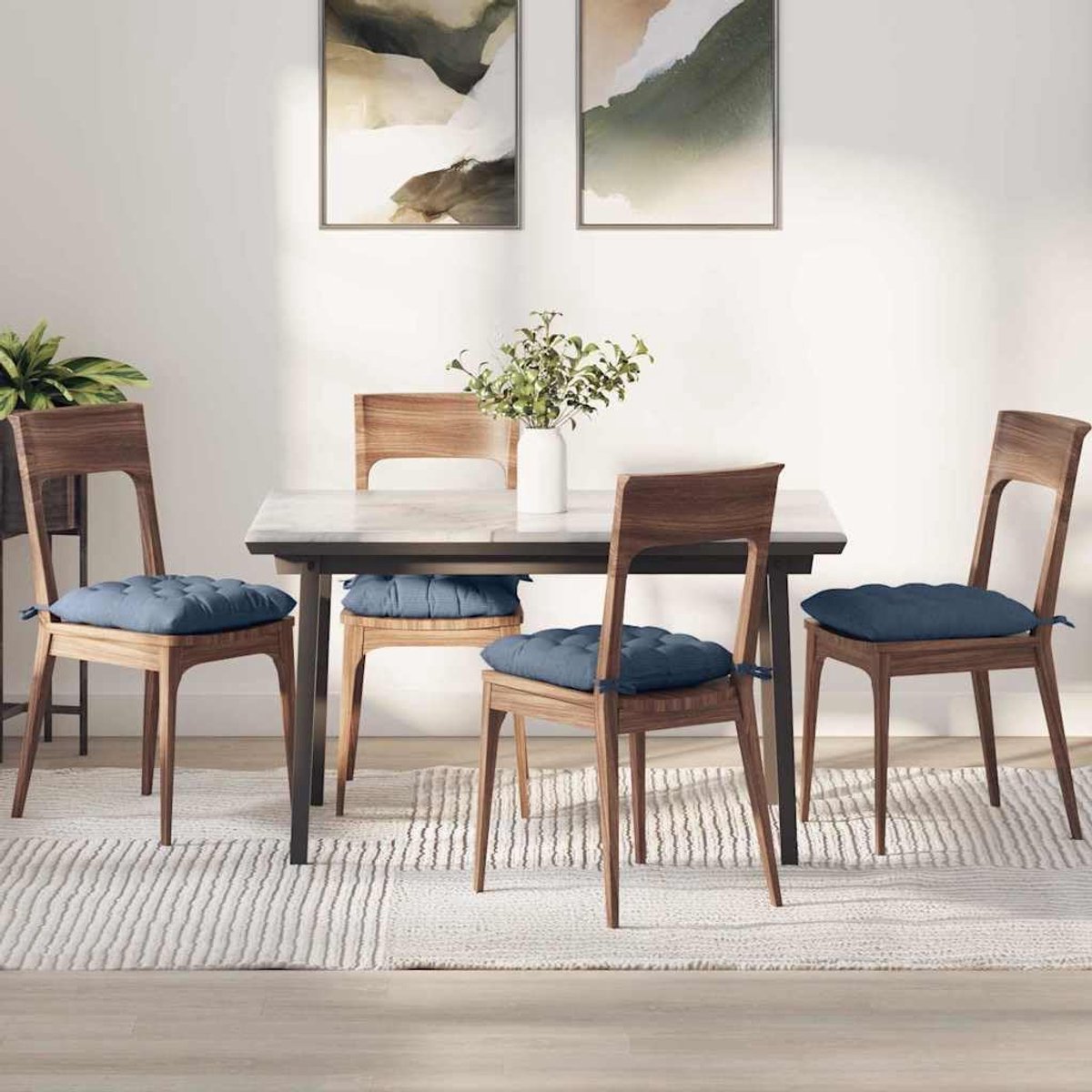 4 stuks zitkussenovertrekken van corduroy in blauw, 40 x 40 x 6 cm, met polyestervulling voor woonkussens, hoezen en duurzame binnenkussens