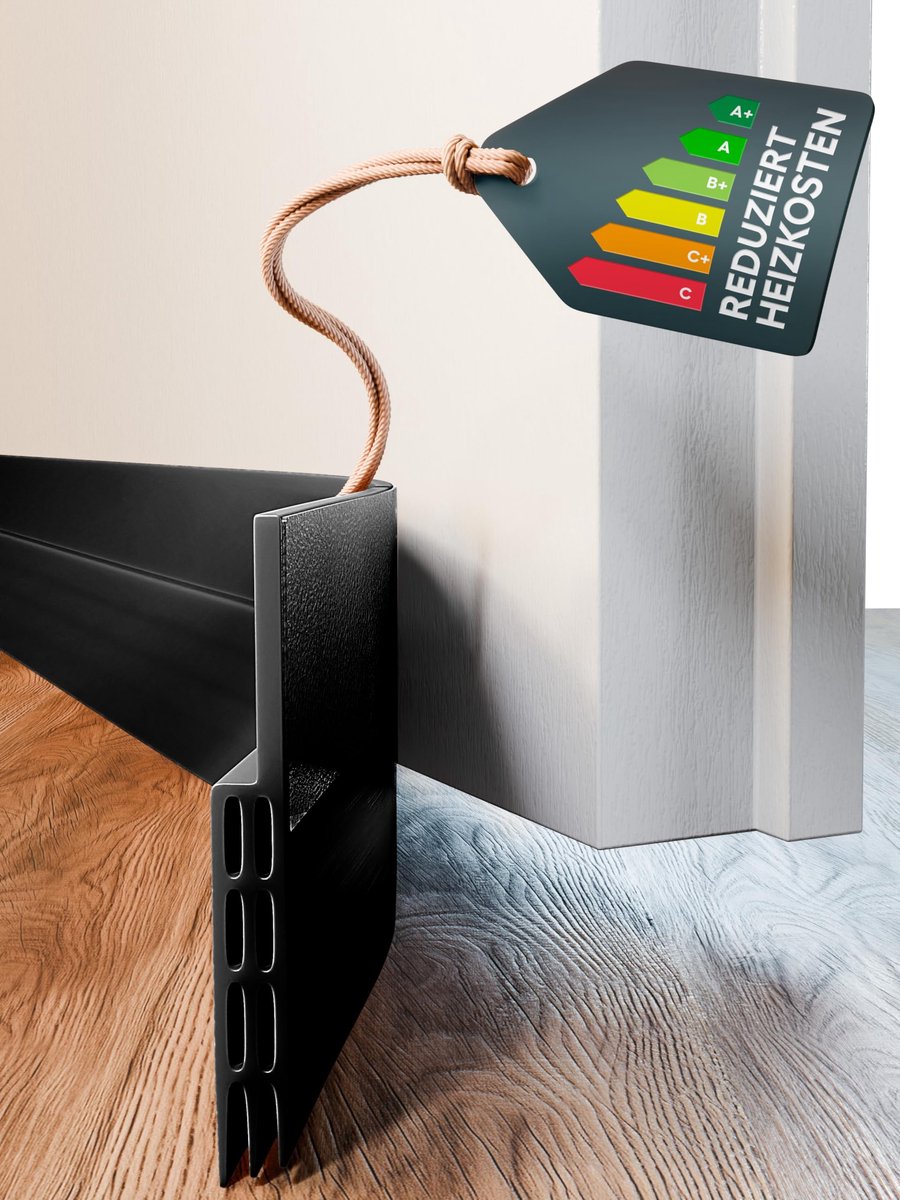 Famanu - Deurafdichting onder, zelfklevend, extra sterk, effectieve tochtstoppers voor deuren tegen kou en energieverlies, zwart