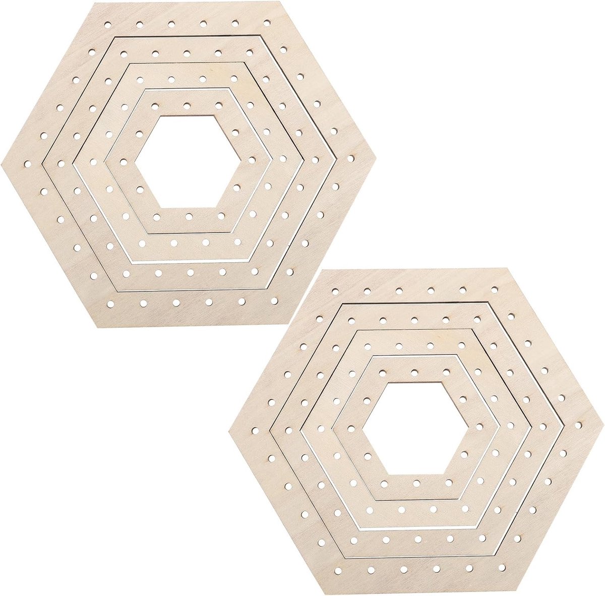 Weefgetouwen - Zeshoekig houten haakblokbord 7/5,5/4,33/3,15 inch - Houten haakblokbord voor eenvoudige weefprojecten en knutselwerk