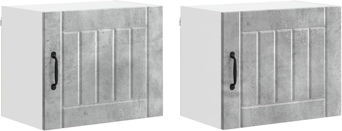 Vaatwasserpaneel van houtmateriaal, 2 stuks, betongrijs, 50 x 31 x 40 cm, rechthoekig, modern design voor keukeninterieur, onderhoudsvriendelijk met vochtige doek