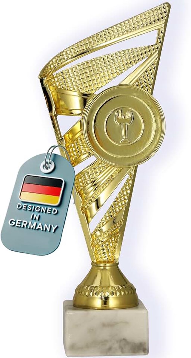 Trofee met stenen sokkel, 23 cm, 278 g, ideaal voor toernooien, voetbal, kinderverjaardagen, teams en onderscheidingen