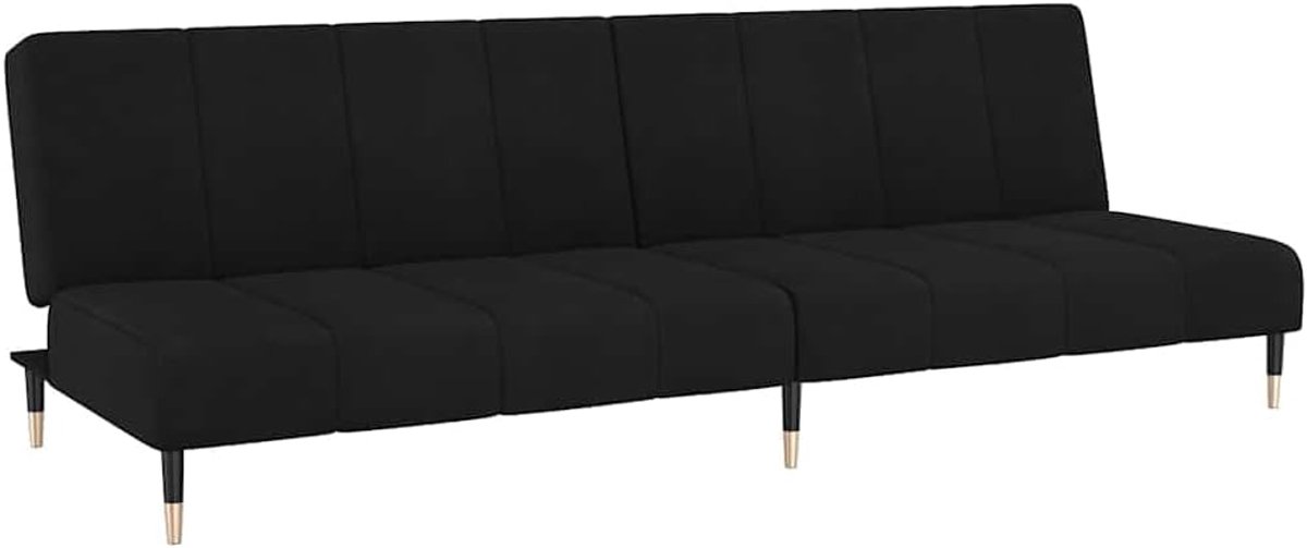 2-zits zwart fluwelen bedbank met verstelbare rugleuningen voor woonkamer en logeerkamer