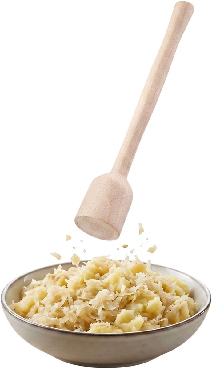 stamper voor aardappelen en kool van beukenhout 30 x 5 cm