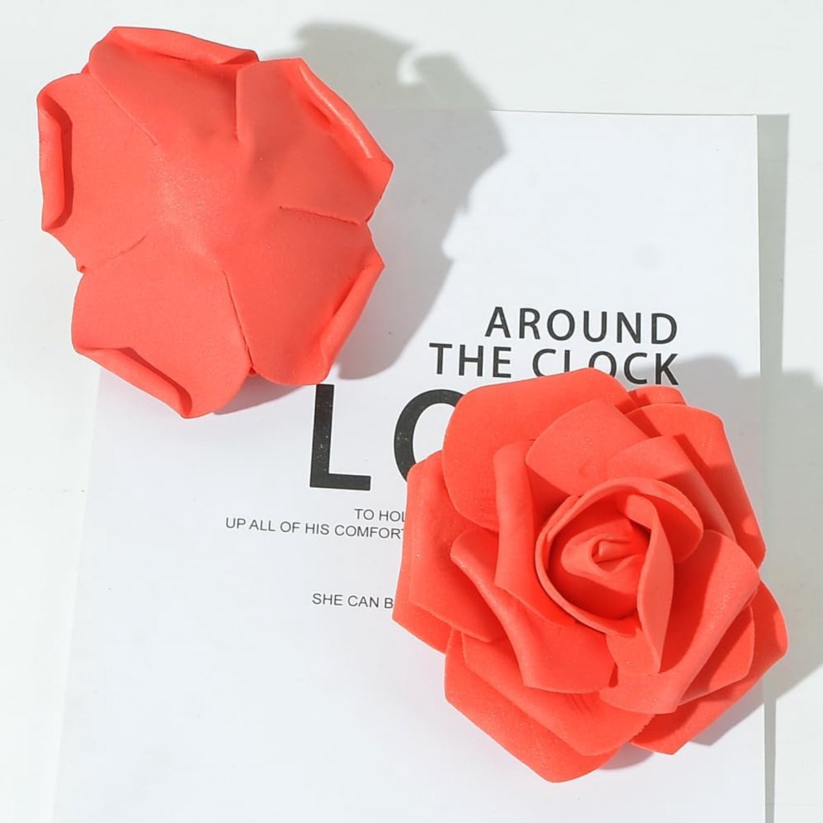 Kunstrozen, 7 cm, 50 stuks, kunstrozen, schuimstof van PE-schuim, gastgeschenk, doe-het-zelf decoratie, rood