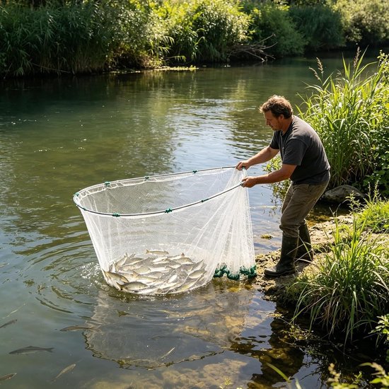 Visnet voor roofvissen - enkellaags branchiale net met hoge sterkte | visnet, voor gebruik in zout water, kajak, onderzoek, boot, strand, aquarium en vijver — afbeelding 5
