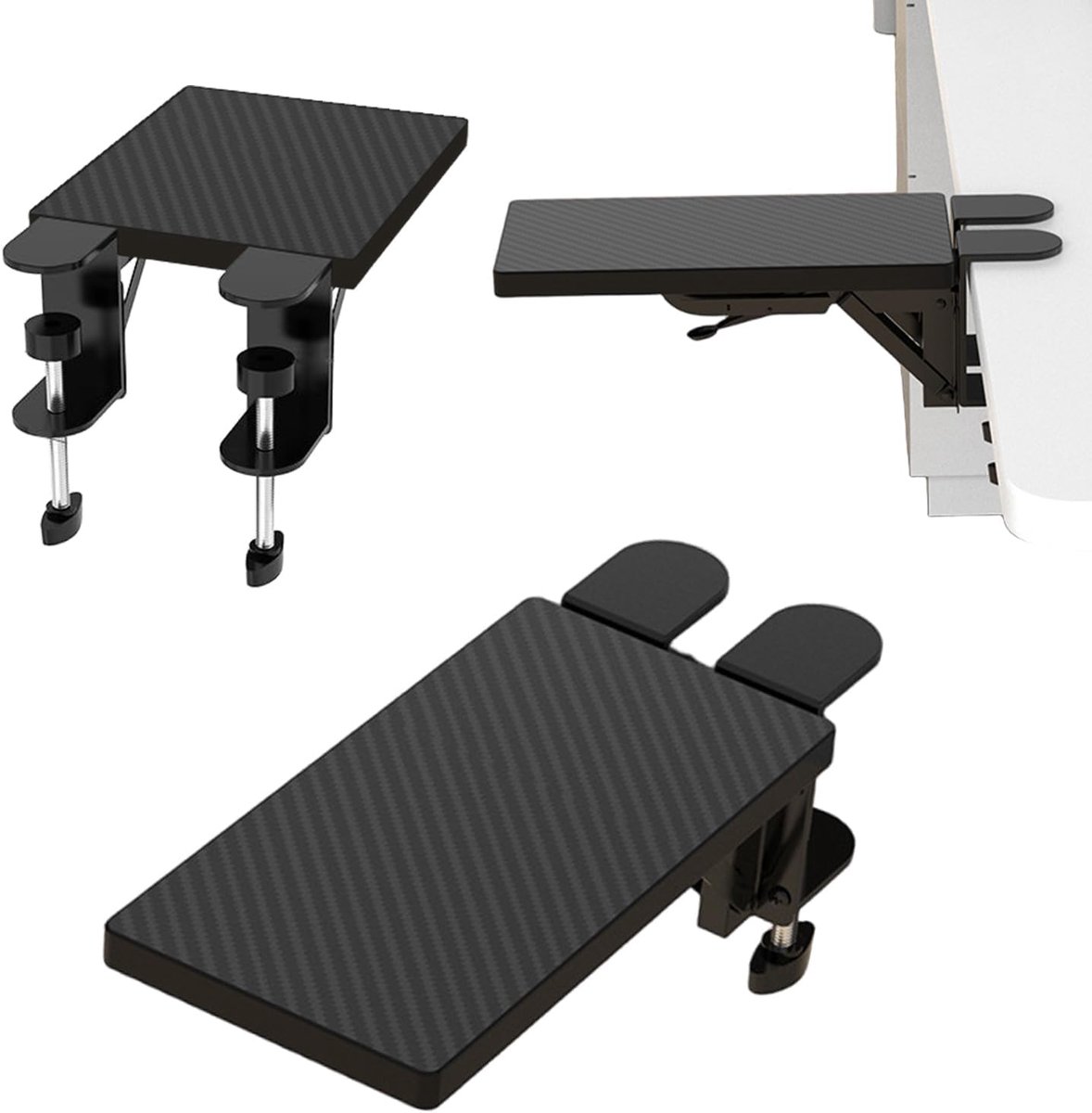 Desktop Extender lade, tafel gemonteerde arm polssteun plank 90 ° opvouwbaar elleboog arm steun Punch- klem op Computer Arm Rest toetsenbord lade voor thuiskantoor (30x15cm)