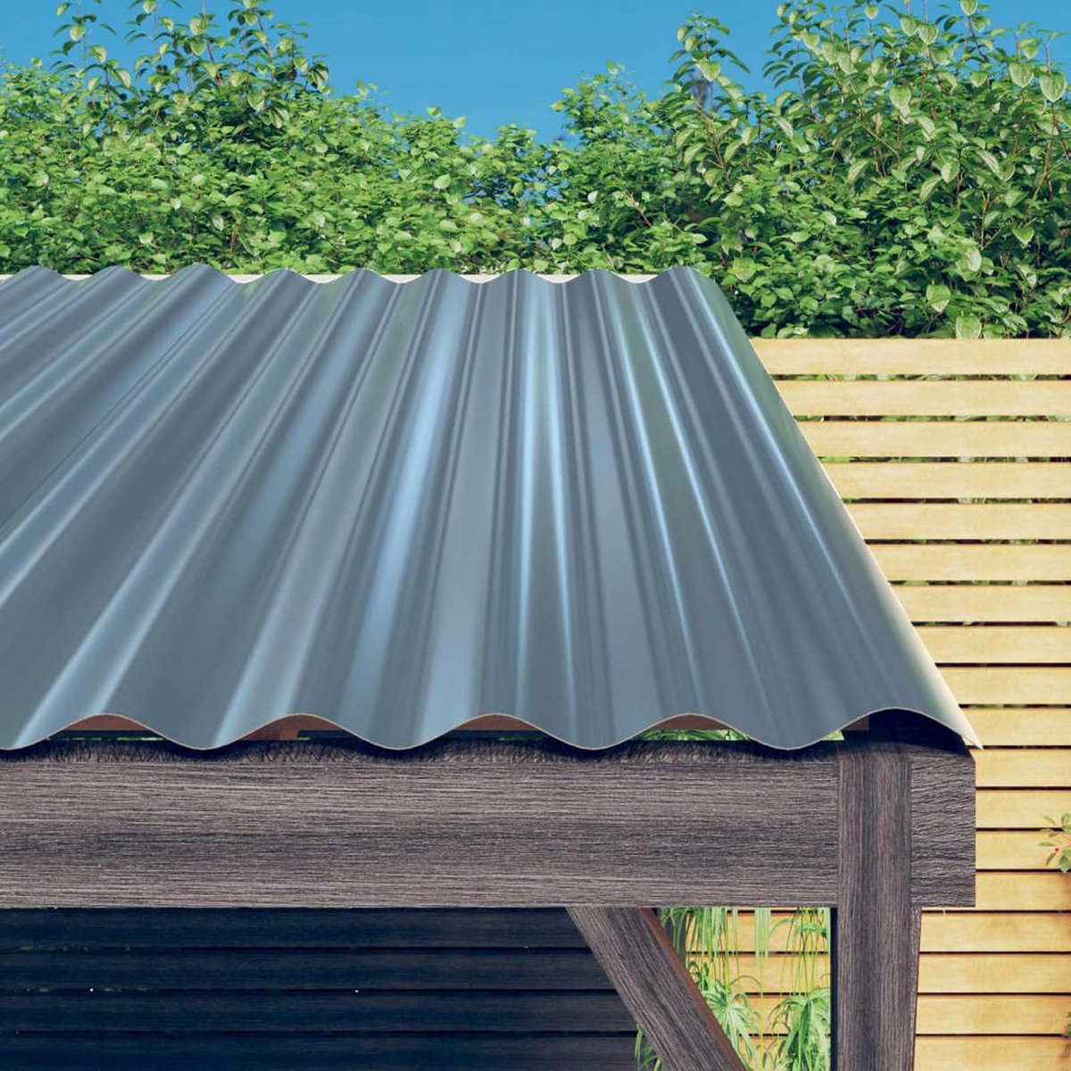 12 x dakpanelen, profielplaat, schuur, garage, buiten, broeikas, metalen plaat, voor dak of muur, staal, grijs, 100 x 36 cm