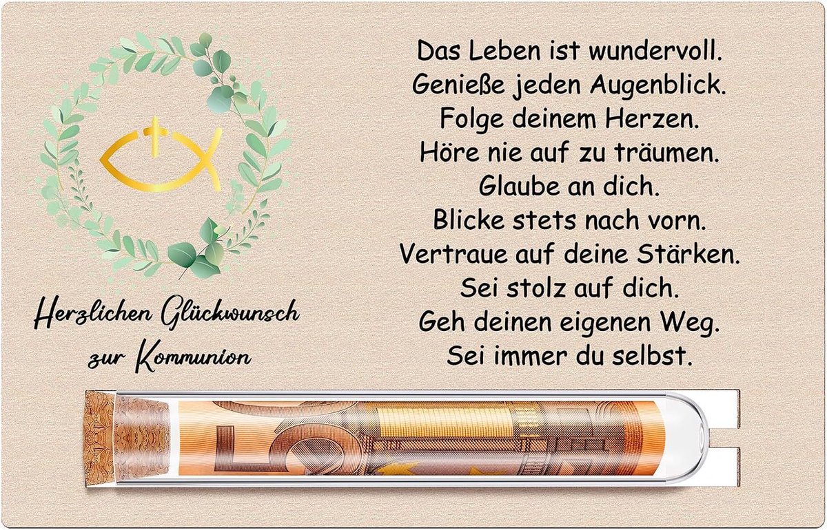 Dailygoods- Geldcadeau voor communie - Cadeauset voor vormsel - Geldgeschenk voor kinderen - Tafeldecoratie - Gastenboek - Houten en kunststof.