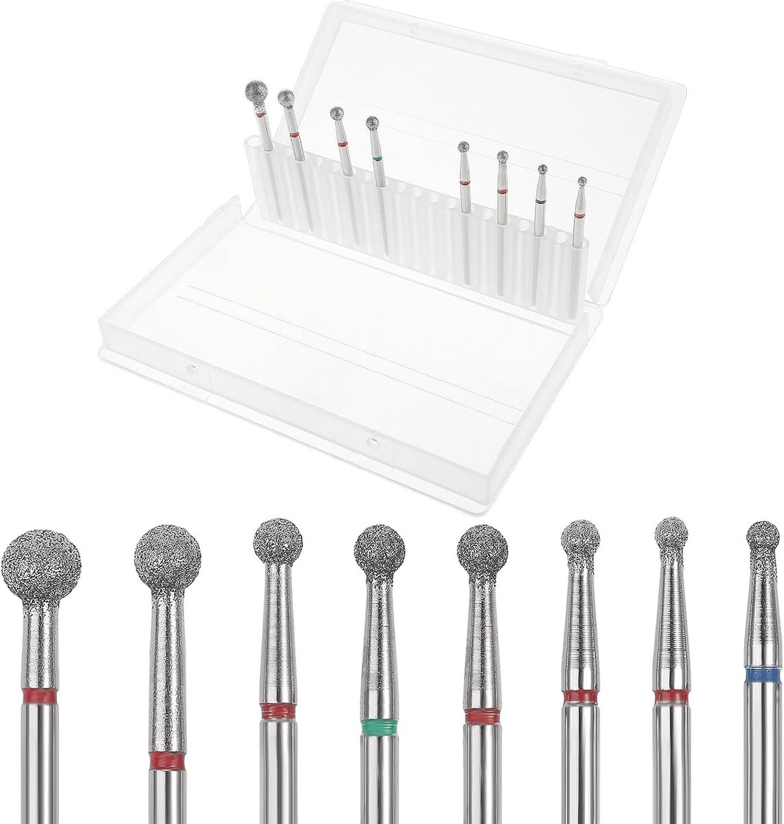 Set van 8 Stuks Nagelvijl Bits - Professionele Carbid en Diamant Boor voor Nagels, Veilig en Efficiënt voor Gel en Acryl Manicure