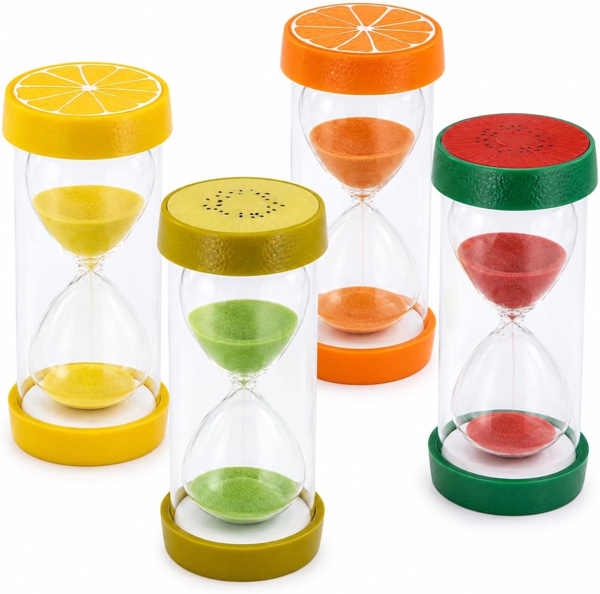 Set van 4 kleurrijke zandlopers voor kinderen, zandloperset 1/3/5/10 min