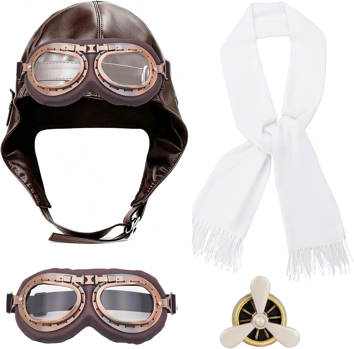 4-delig, muts, bril, broche, sjaal voor heren en dames