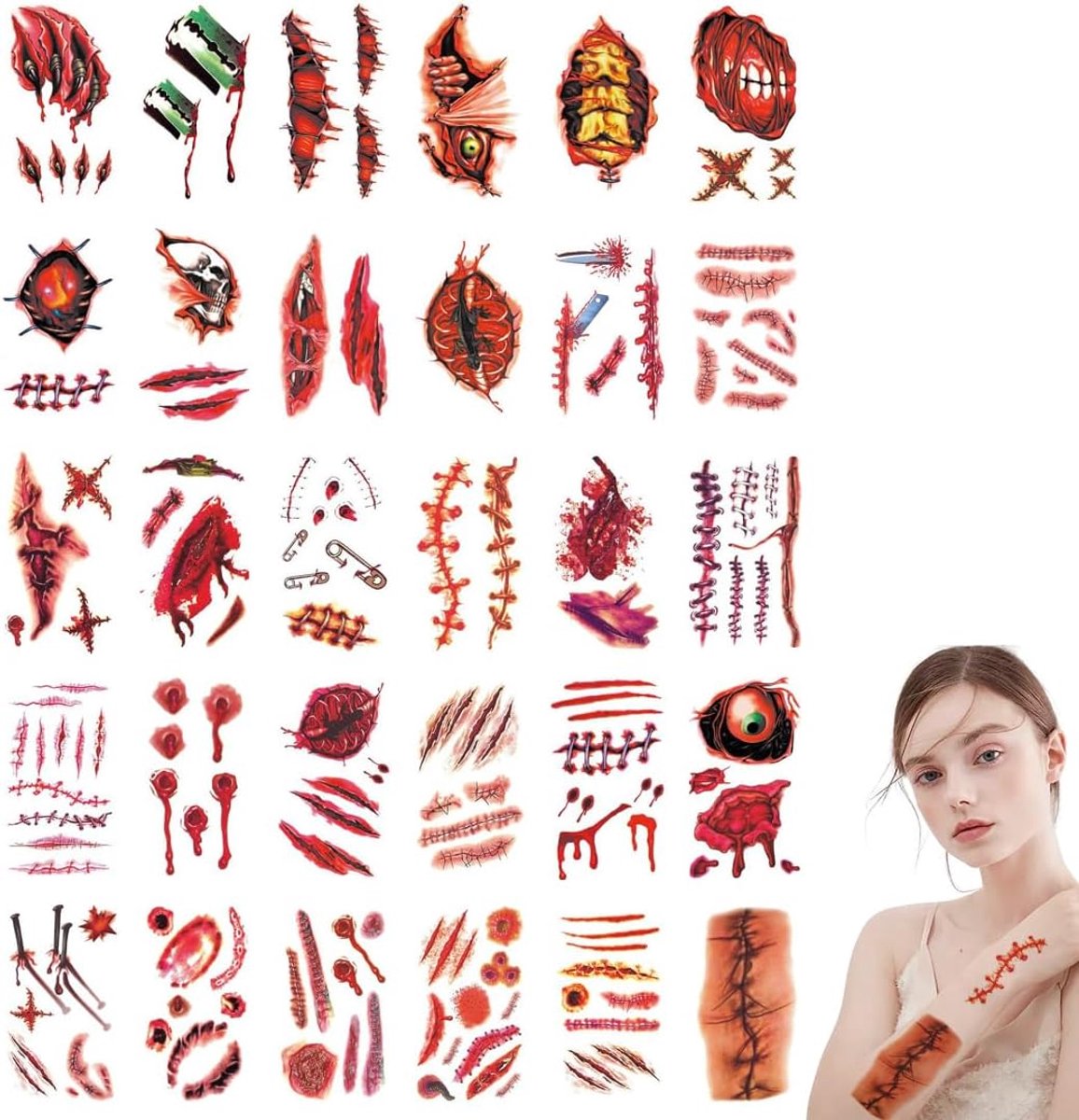 30 vellen tatoeages littekens Halloween gadget