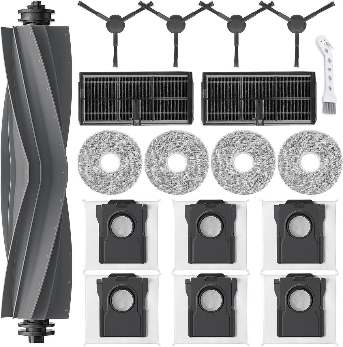 Accessoires voor Dreame L10s Pro Ultra Heat/L10s Ultra Gen 2/L40 Ultra AE/X30 Ultra, voor Mova E30 Ultra, 1 hoofdborstel, 6 stofzakken, 2 filters, 4 dweilen, 4 zijborstels