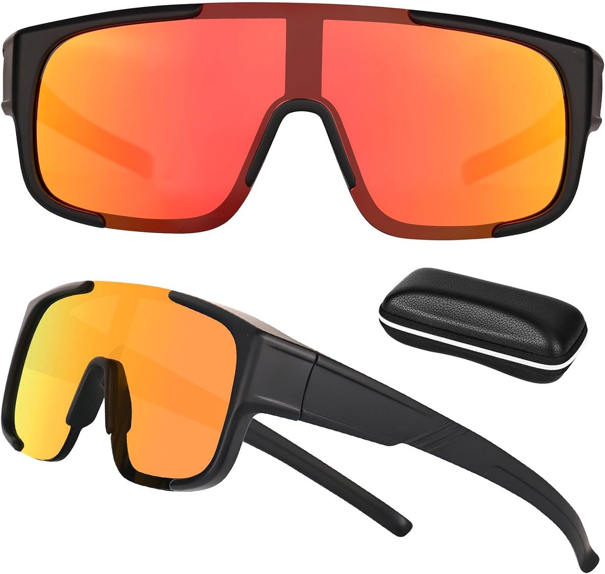 Sportbril, gepolariseerd, fietsbril, snelle bril voor heren en dames, sportzonnebril, UV400, gepolariseerde loopbril voor MTB, racefiets, fietsen, skiën, rave, vissen, gol