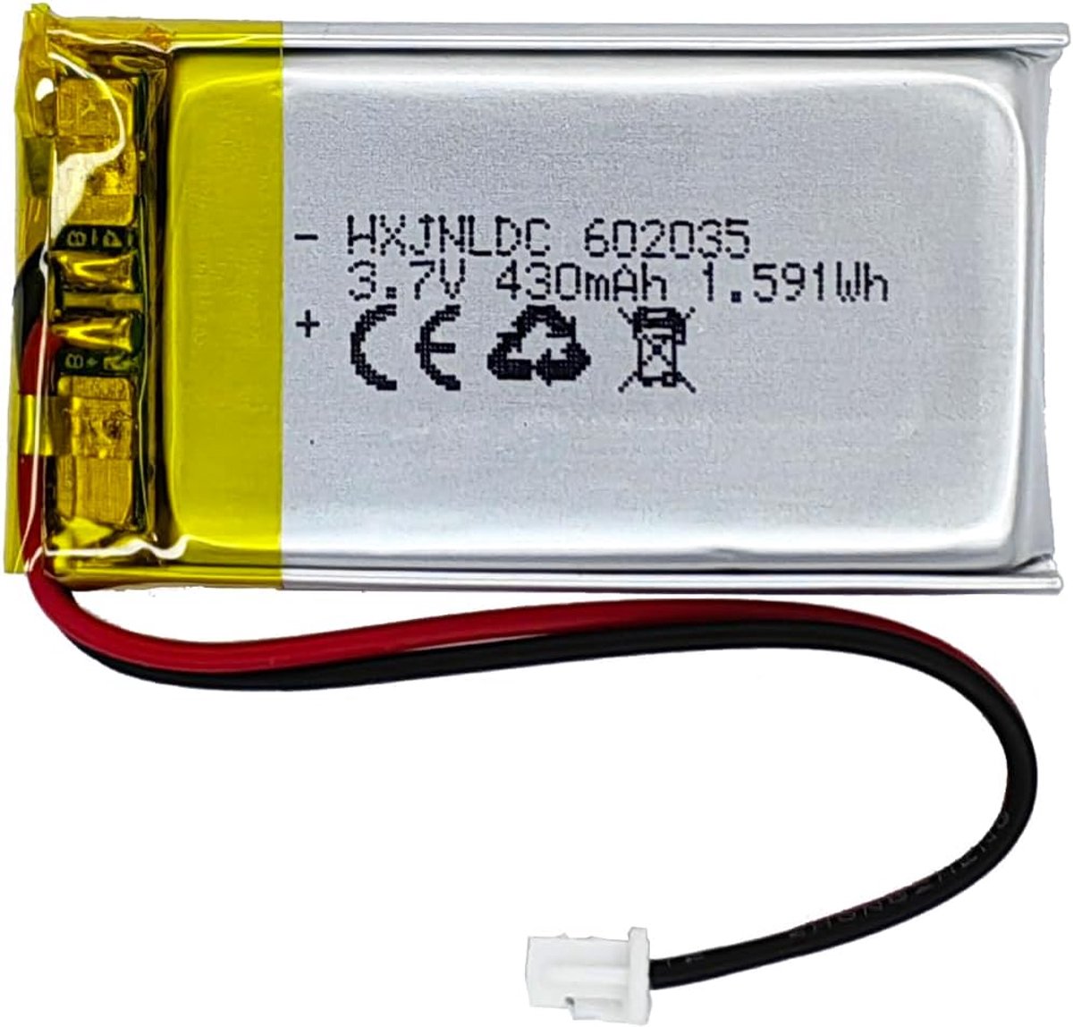 3.7V 430mAh 602035 oplaadbare lithium-polymeerbatterij, geschikt voor doe-het-zelf 3.7-5V elektronische producten met ingebouwde 2-draads batterijvervanging en LED-verlichting