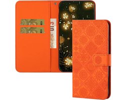 Beschermhoes voor Samsung Galaxy A33 5G, PU-leer, klaphoes voor Samsung Galaxy A33 5G, magneetsluiting, kaartenvak, oranje XCH