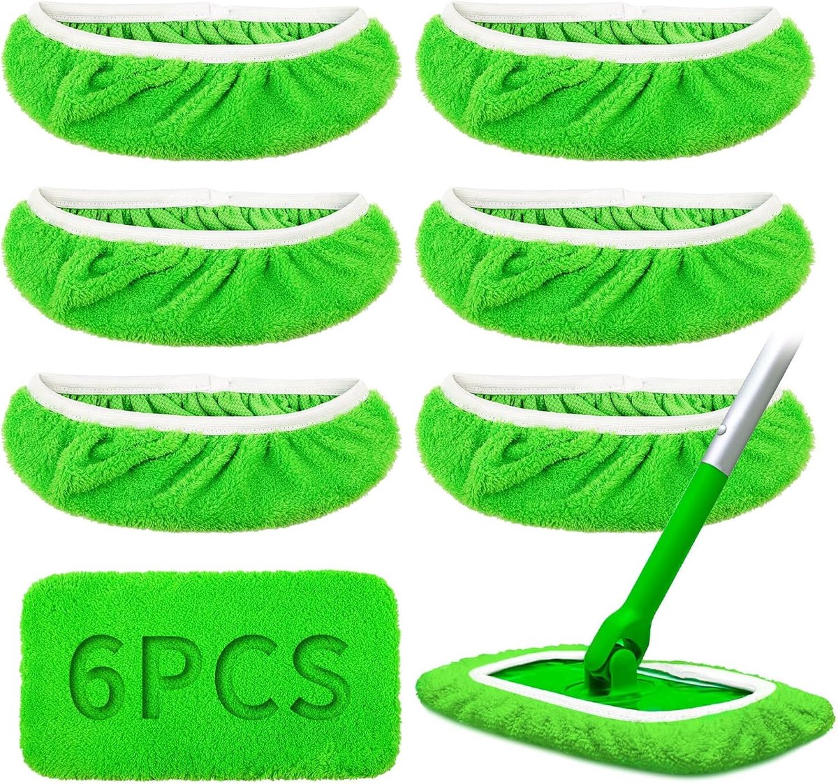 6 stuks vloerdoeken, compatibel met Swiffer vloerwissers, 25,4 x 11,5 cm, vochtige vloerdoeken, droog, compatibel met Swiffer Sweeper Mop, herbruikbare vloerdoeken, vochtig voor vloeren en