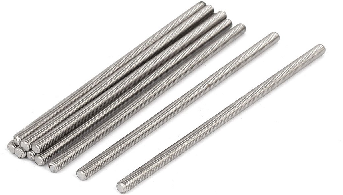 Uxcell - a16071500ux0170 M6 x 150mm 304 roestvrij staal volledig schroefdraad Rod Studs zilverkleurig 10 stuks