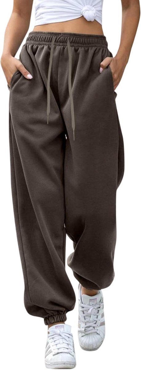 Joggingbroek voor dames, lange baggy sweatpants, comfortabele trainingsbroek met elastische tailleband en zakken, voor herfst en winter, losse vrijetijdsbroek