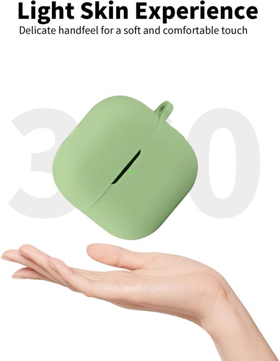 Hoes voor Huawei FreeClip 2 oordopjes, schokbestendig, waterdicht, zacht en slank, siliconen afdekking met sleutelkoord, sleutelhanger en reinigingsset, lichtgroen — afbeelding 4