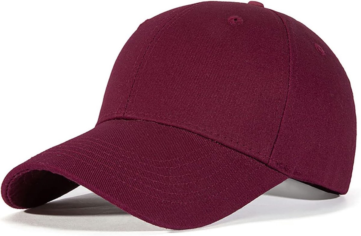 Honkbalpet, uniseks, outdoor, hardlopen, baseball, pet, katoen, baseball, pet, volwassenen, casual, pure kleur, baseboard, baseballpet, voor dames en heren., wijnrood, 56/58 cm