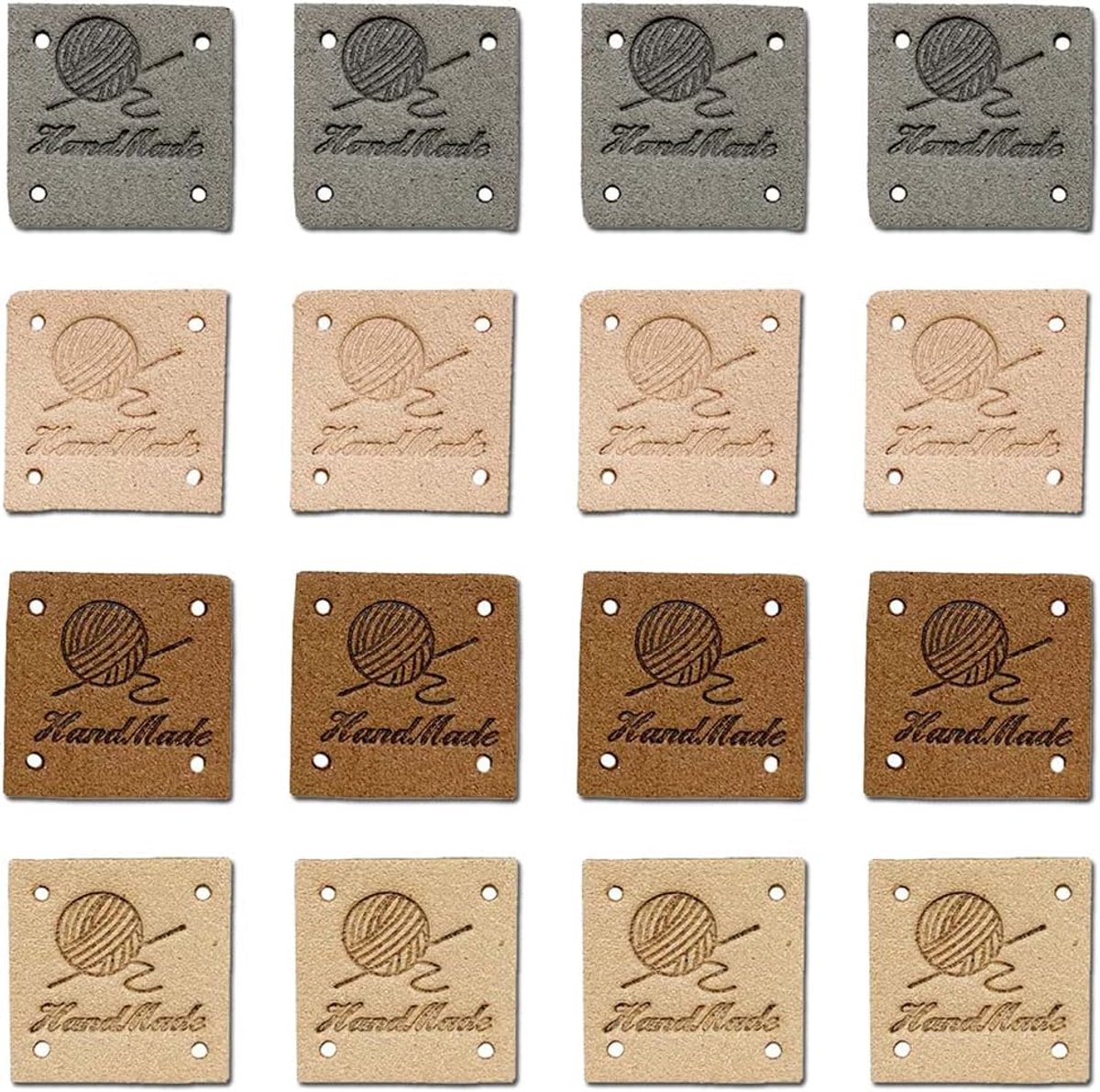 40 STKS PU Lederen Tags Handgemaakte Reliëf Tag Kunstleer Naai op Labels Versiering Gehaakte Breien Labels DIY Jeans Tassen Schoenen Hoed Kleding Accessoires - 2,5 x 2,5 cm Vierkant - 5678