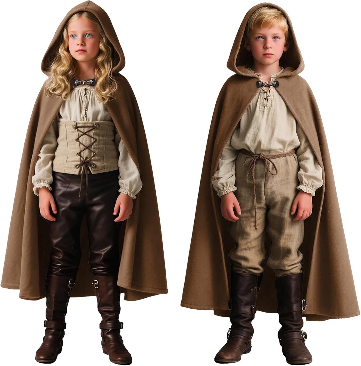 cape met capuchon voor heren, renaissance-jas met capuchon, heksenjas, Halloween-kostuum, mantel met capuchon