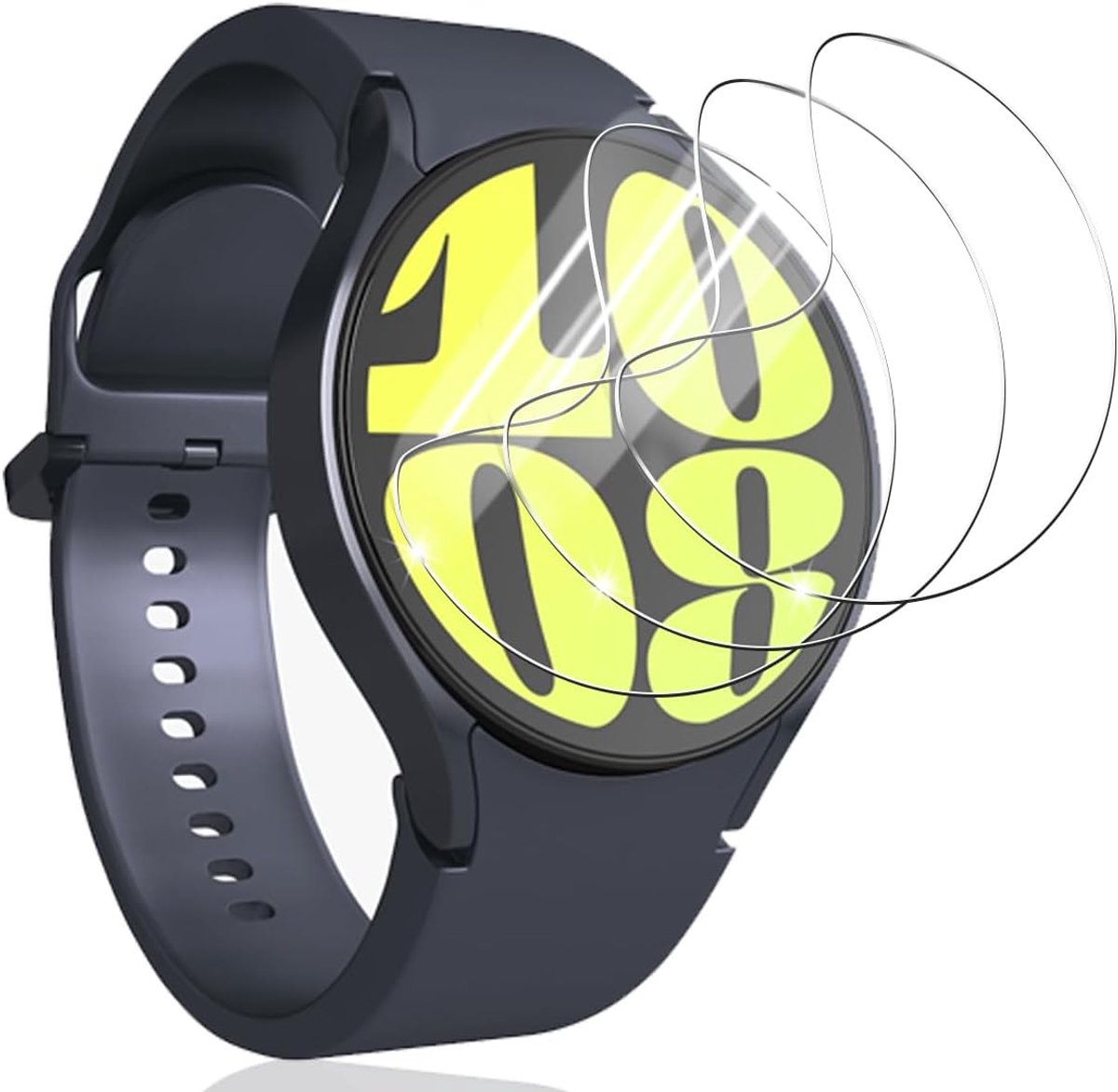 Displaybeschermfolie voor Samsung Galaxy Watch 6 44 mm [geen gehard glas], volledige afdekking, krasbestendig, luchtbelvrij, HD heldere folie voor Samsung Galaxy Watch 6 44 mm, 3 stuks