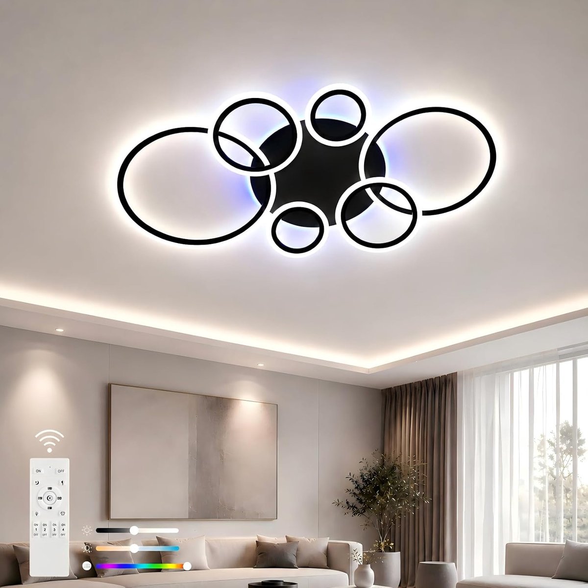plafondlamp kroonluchter moderne woonkamer 70W 6 ringen