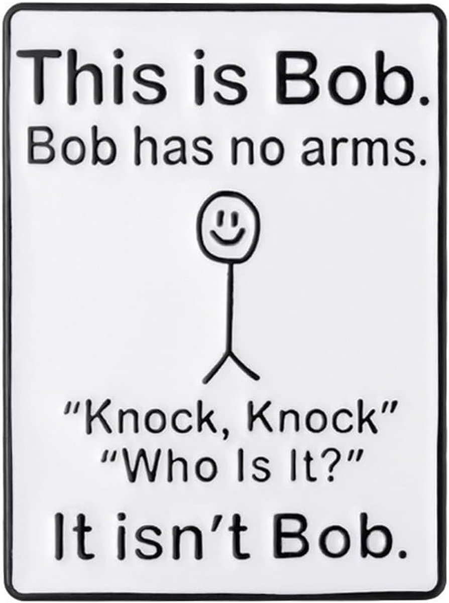 Broches met "Dit is Bob", grappige emaille broche speld met satirische verklaring