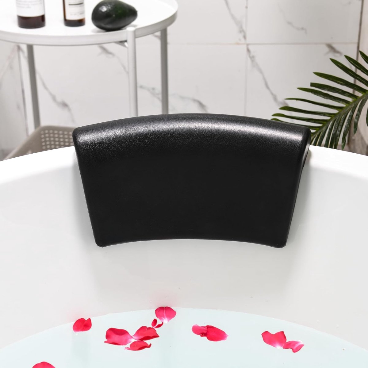 PU-badkussen, ergonomisch badkussen, badkussen met zuignappen, waterdicht badkussen, antislip luxe badkussen, badkameraccessoires, voor badkuip, spa, zwart