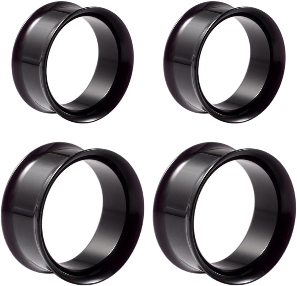 Tunnel-piercing, 4 stuks gepersonaliseerde oorbellen met oorstretcher, zwart, trompetoortrommel, 1CM