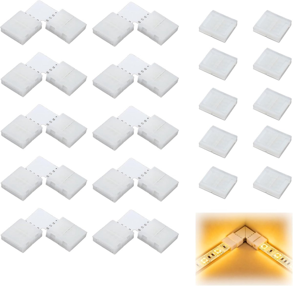 20 stuks 4-polige 10 mm ledstrip connector set voor SMD 5050 RGB