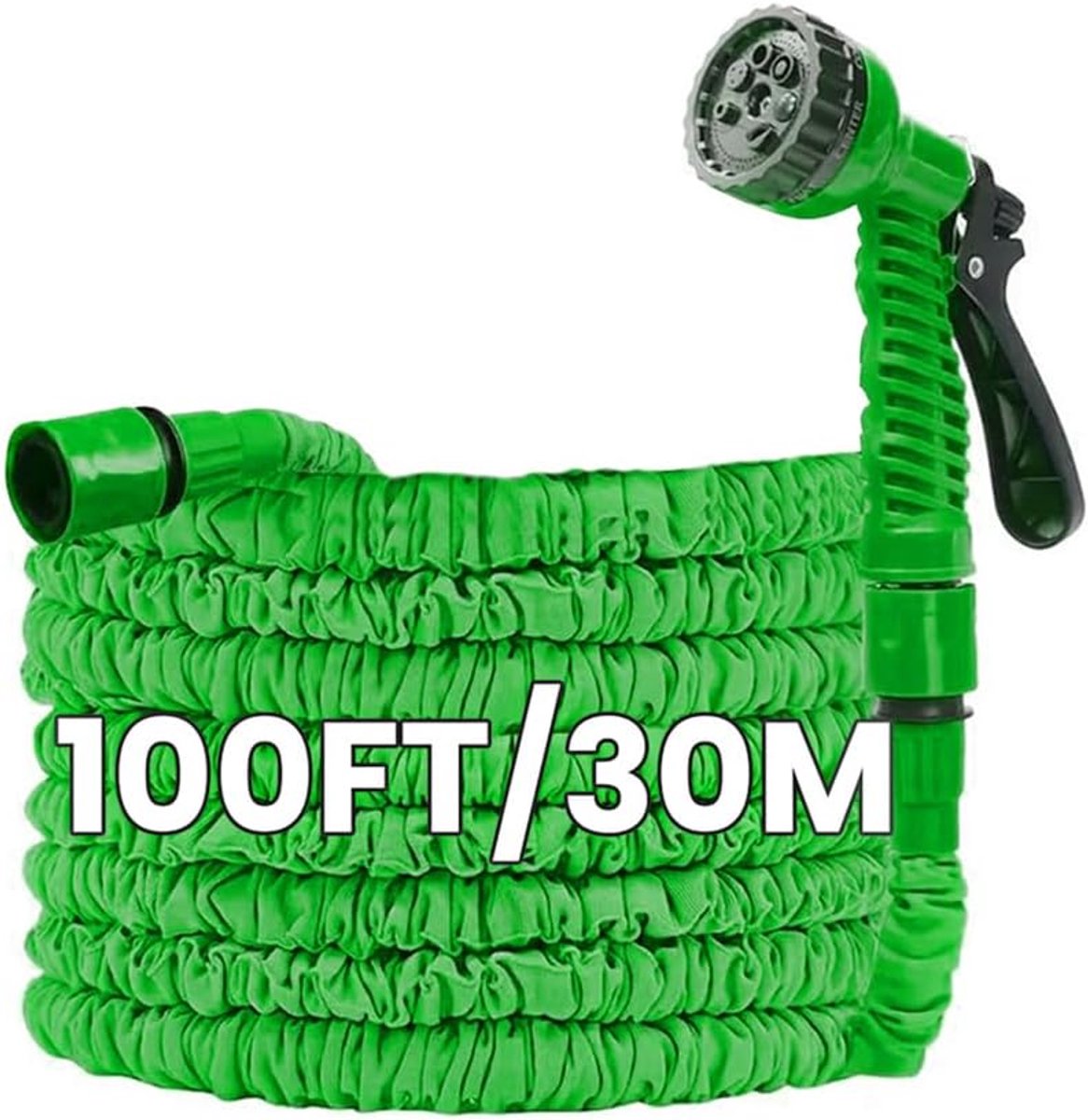 Tuinslangpijp uitbreidbaar 100FT, 3 keer uitbreidende flexibele magische bewateringsslang met 7 functies sproeikop - blauw (groen)