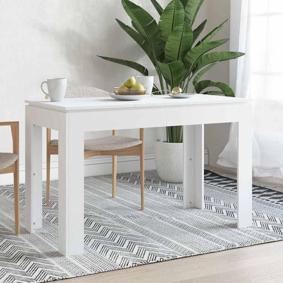 Hout witte eettafel Strak en eenvoudig ontwerp 120x60x76 cm
