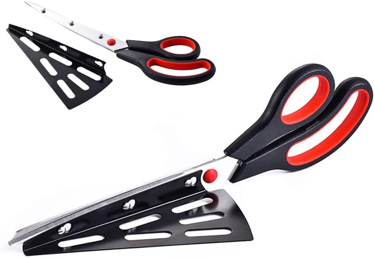 Pizza Keukengereedschap, Anlising Pizza Schaar 11 Inch Sharp Scissor Pizza Cutters Pizza Cutter Snijder Snijder met Veiligheidsschakelaar en Verwijderbare Spatel 2 in 1 Pizza Keuken Gereedschap