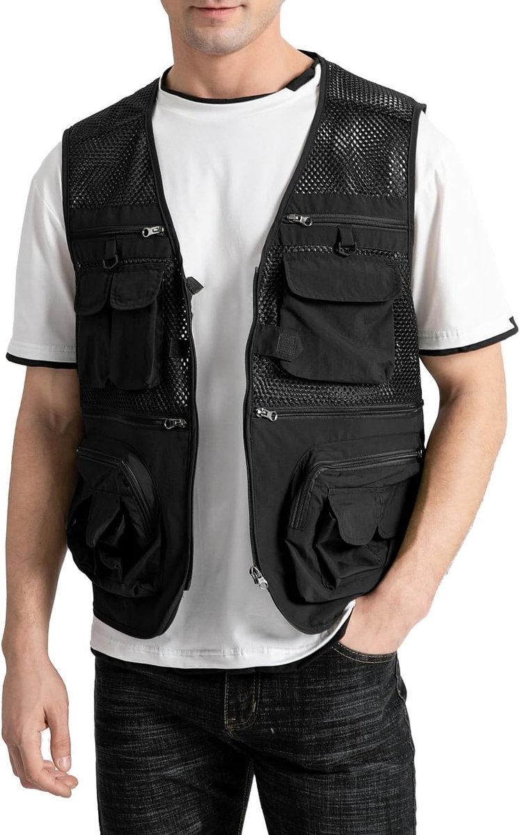 Outdoor Werk Mesh Vissen Vest Utility Multi Pocket Schieten Safari Reizen Fotografie Waistcoat