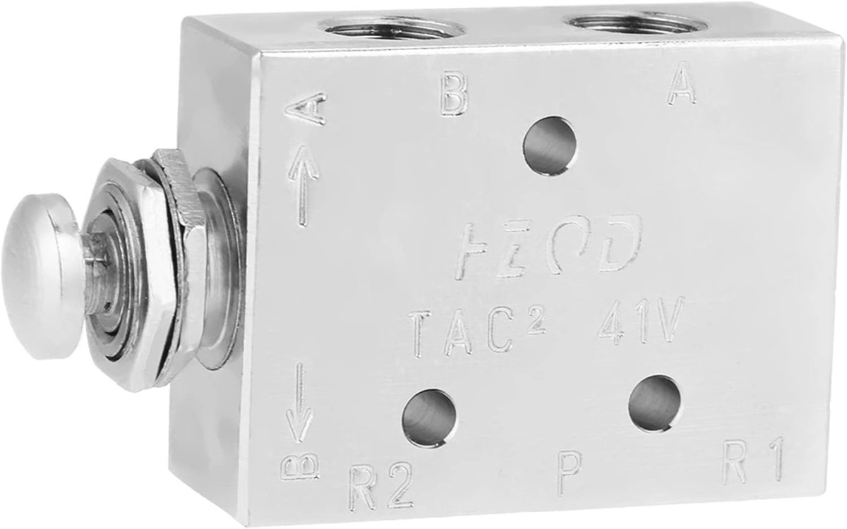 Toggleklep 2-positie 3-weg - Pneumatisch - Drukknop bediening - Aan/uit rocker valve