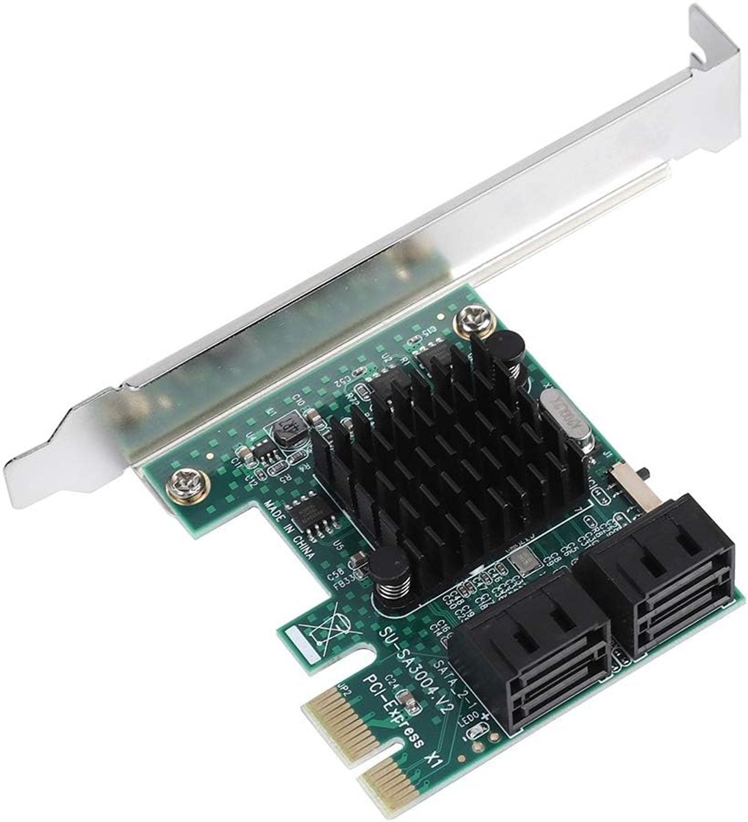 SATA 3.0 uitbreidingskaart - 4-poorts PCIE naar SATA 3.0 - met grotere heatsink - voor snelle gegevensoverdracht