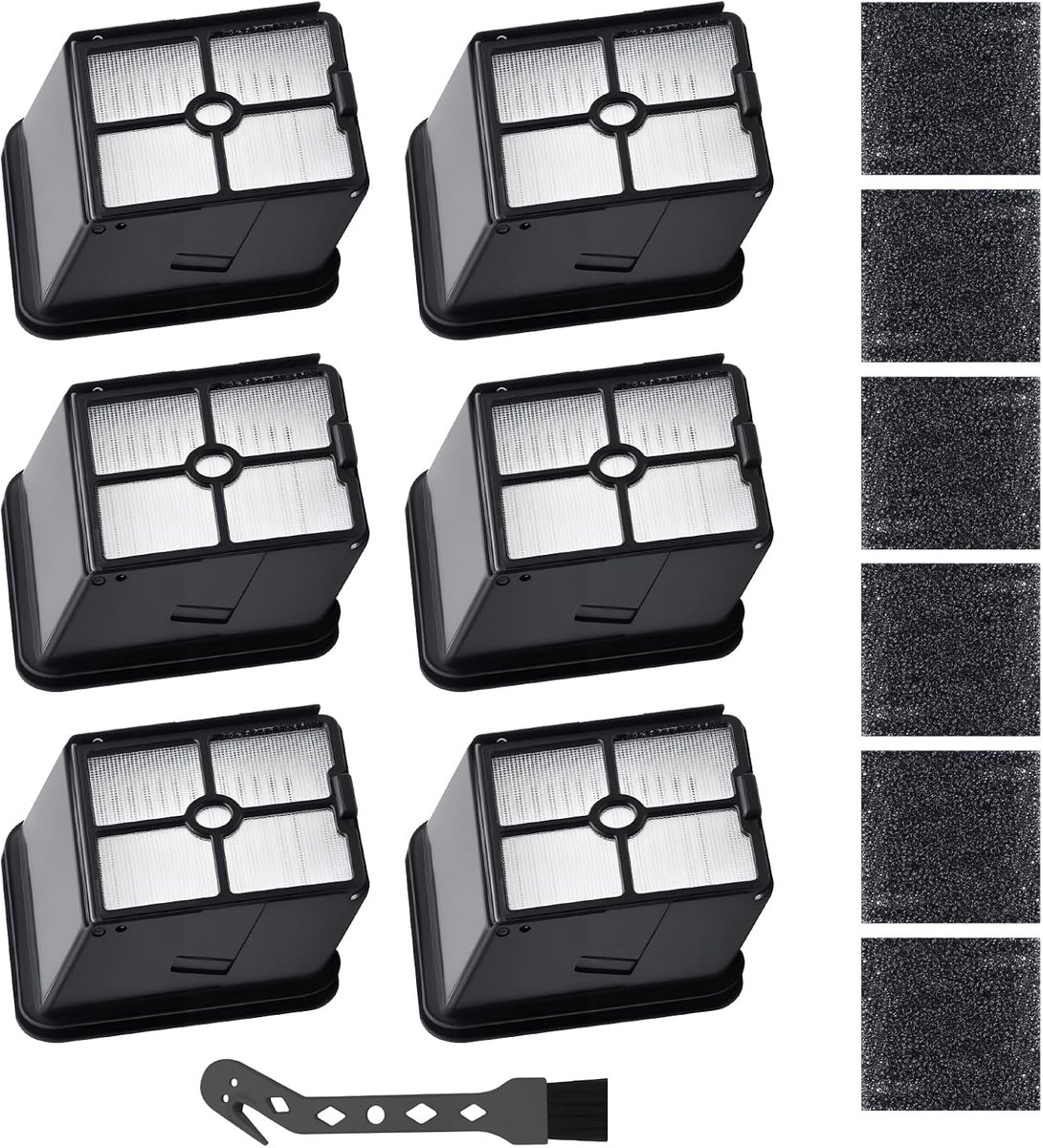 6 stuks HEPA-filters voor Rowenta X-Clean 4 filters voor Rowenta X-Clean 5 stofzuigeraccessoires, 6 filters, 1 reinigingsborstel