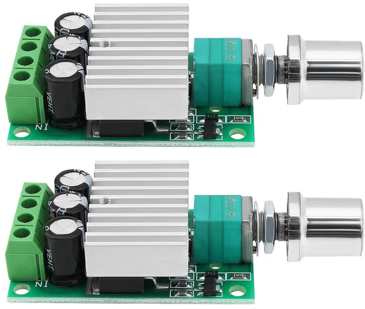 PWM DC Motor Snelheidsregelaars 2St - 12V-24V 10A - 50x32x16mm - Voor Ventilator Snelheidsregeling - Voor LED Lichtregeling