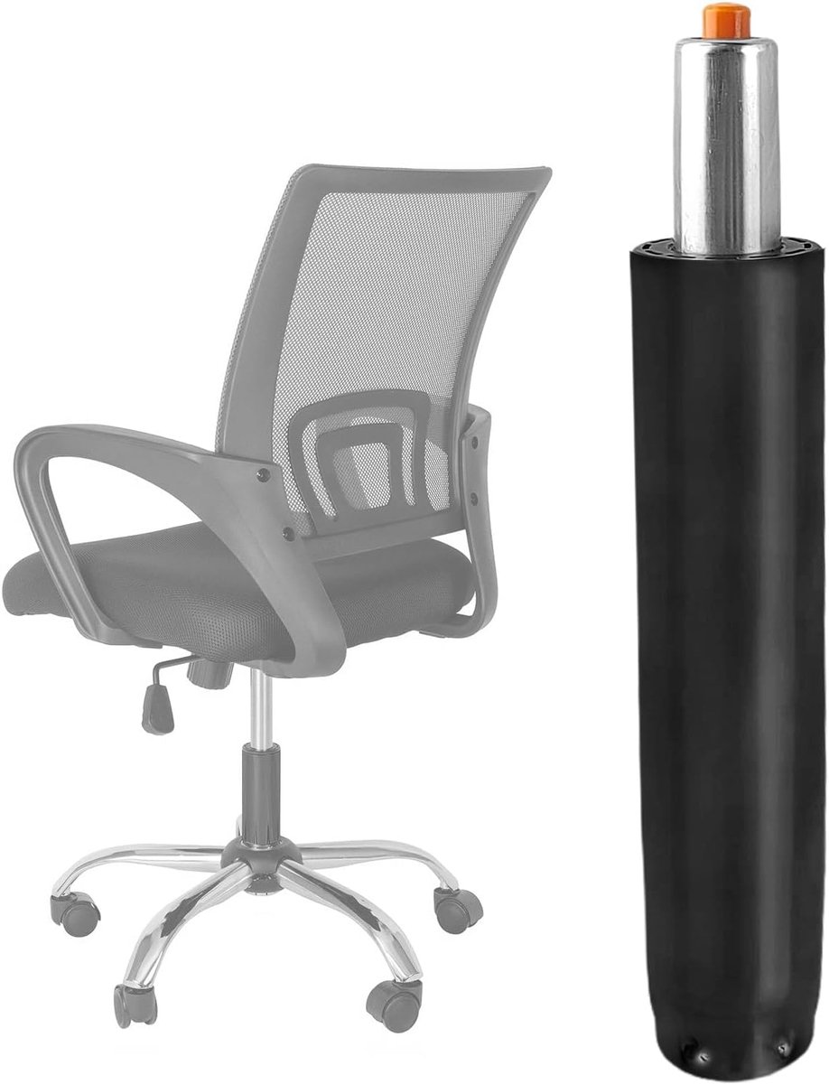 Bureaustoel, draagvermogen 200 kg, in hoogte verstelbaar, 295-435 mm, reserveonderdelen voor gamingstoel, 360 graden draaibare zuiger, universele reserveonderdelen voor bureaustoel, zilver