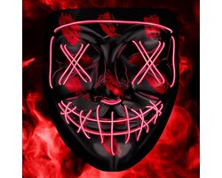 Masker met 3 lichtstanden - perfect voor techno DJ | Halloween | cosplay | carnaval | eng masker | neon masker | als aanvulling op een horror kostuum