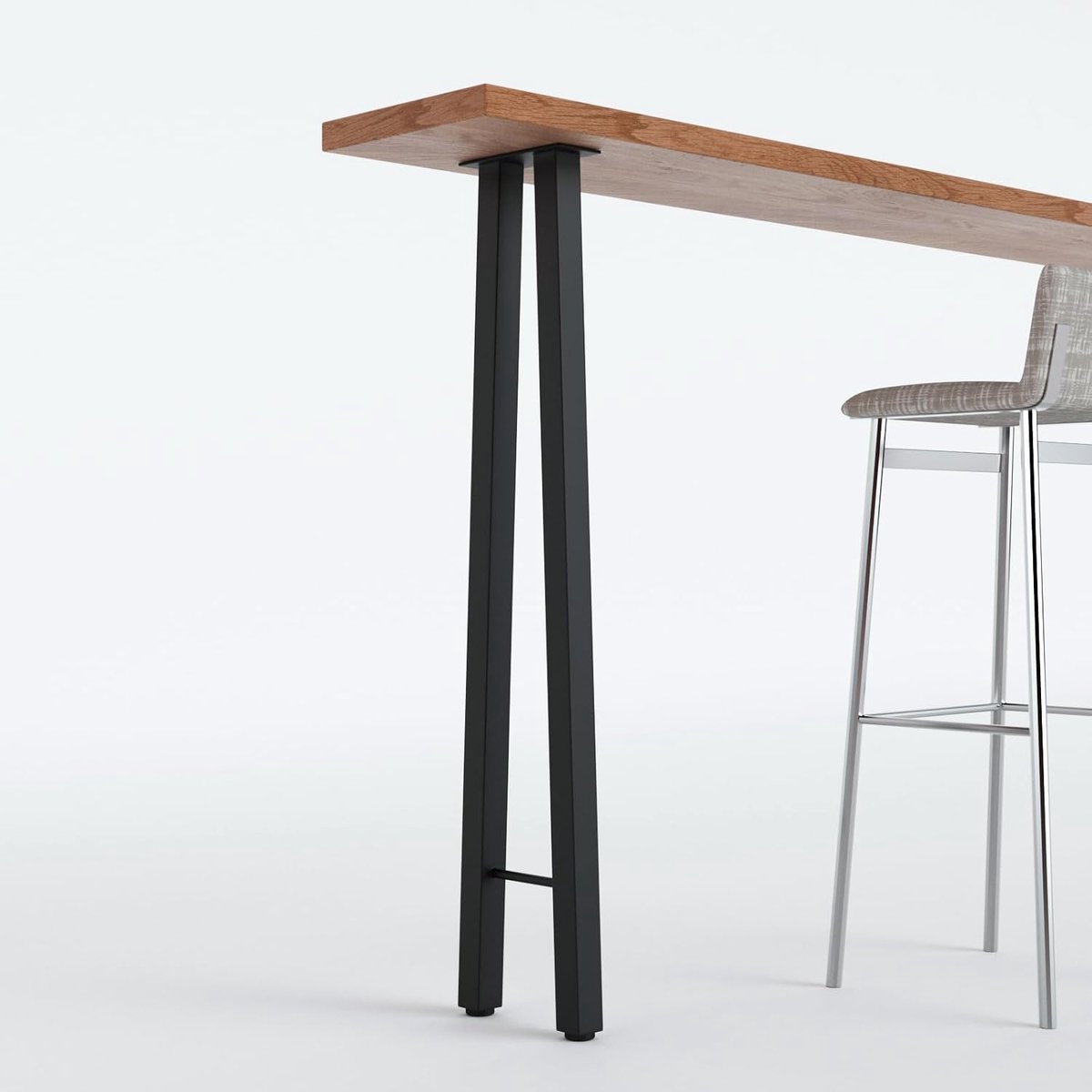 Poten, 105cm industriële metalen tafelpoten voor hoge tafels, DIY meubelprojecten, zwart (H105xB22cm-H-vorm)